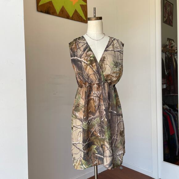 Y2K 2000's RealTree by heartsoul Sheer Camo Mini Dress/Beach Cover Up - Picture 2 of 4